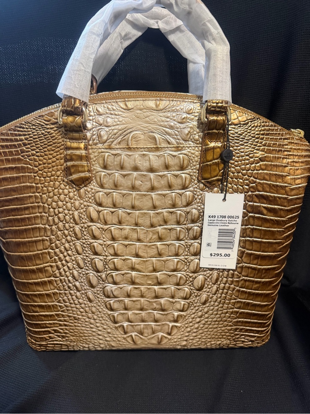 Brahmin Metallic Gold Croc-Embossed Tote - Picture 2 of 4